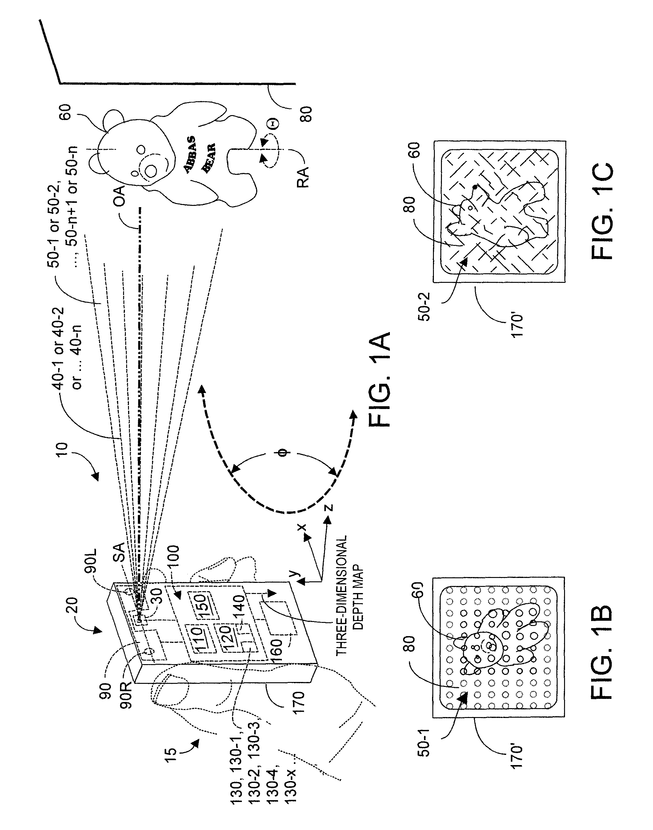 Dynamically reconfigurable optical pattern generator module useable with a system to rapidly reconstruct three-dimensional data