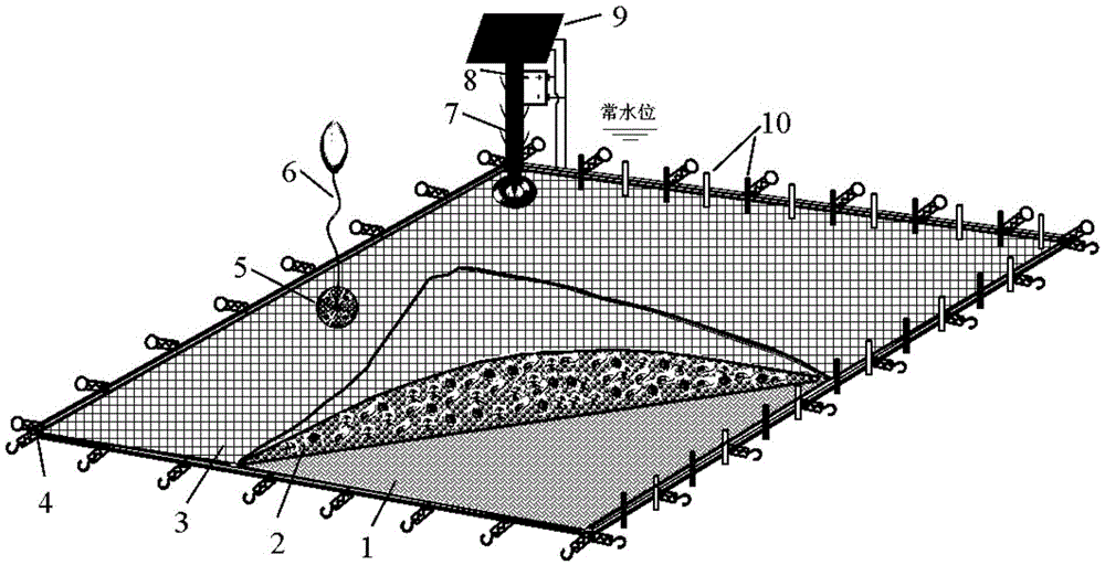 Polluted sediment ecological coverage carpet capable of inhibiting original algae from revival and growth and application method thereof