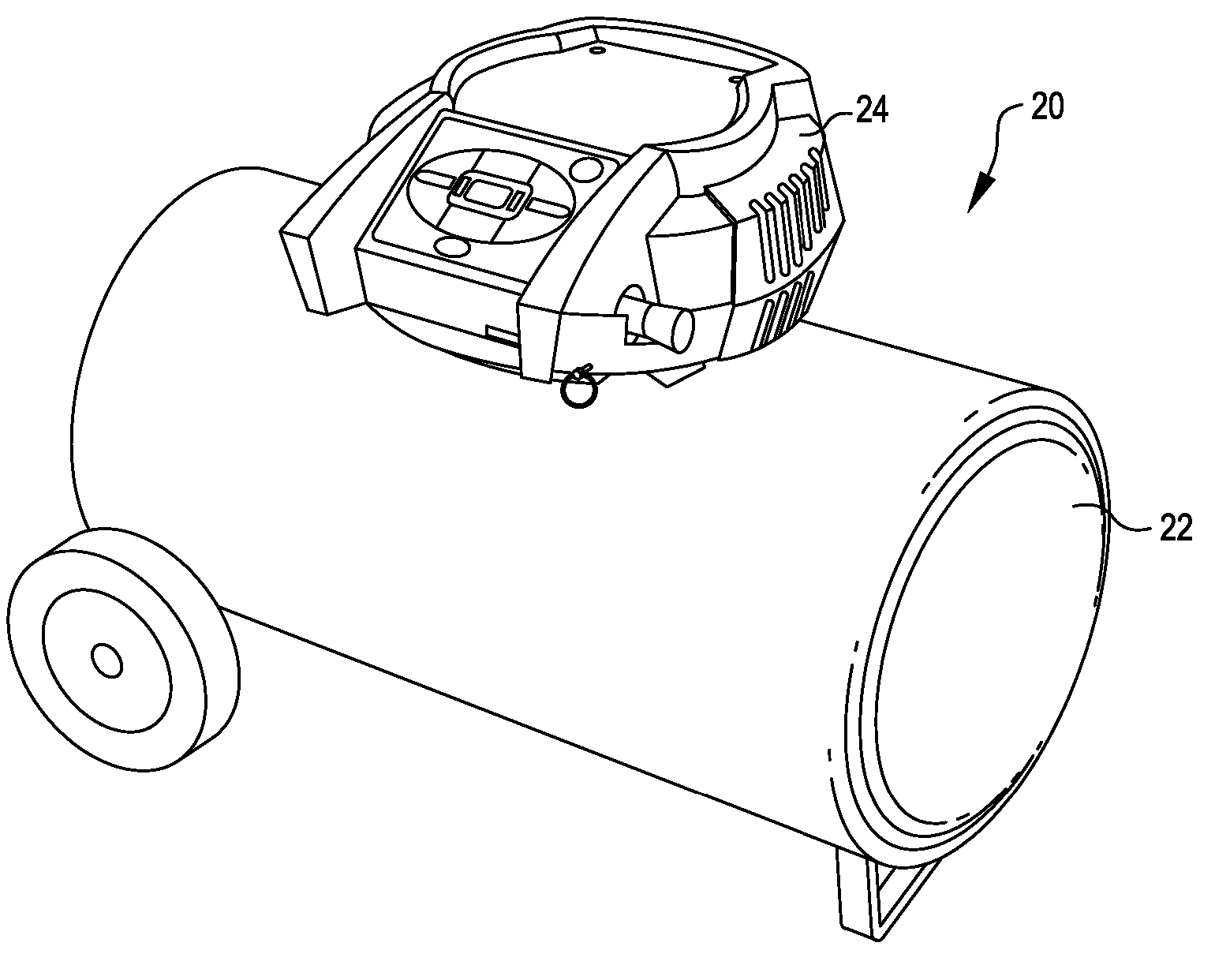 Air compressor having a pneumatic controller for controlling output air pressure