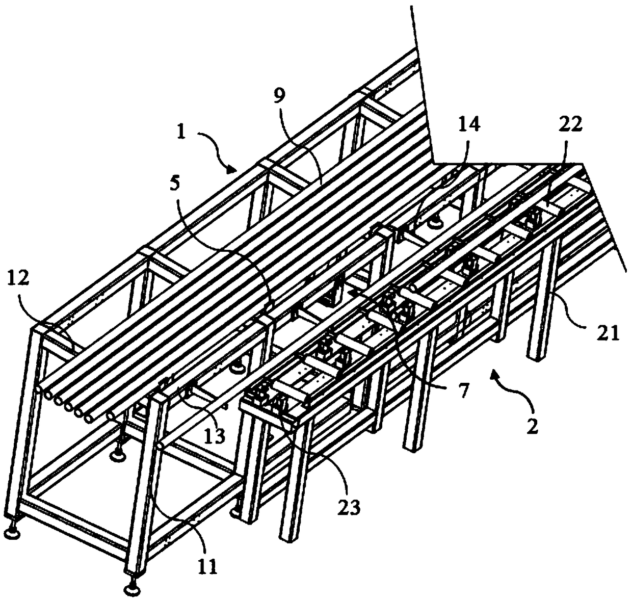 Automatic conveying and cutting equipment for pipes