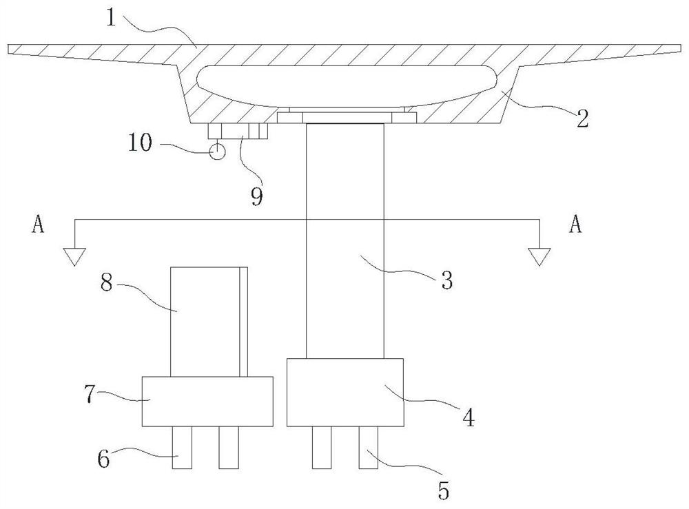 A protective device arranged at the upstream position of a bridge pier and a construction method thereof