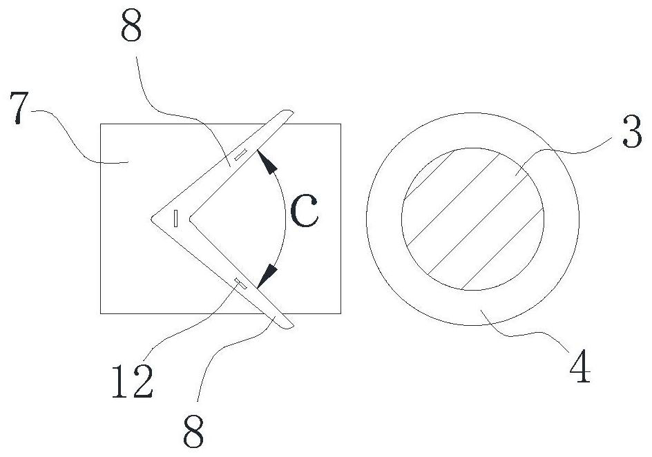 A protective device arranged at the upstream position of a bridge pier and a construction method thereof