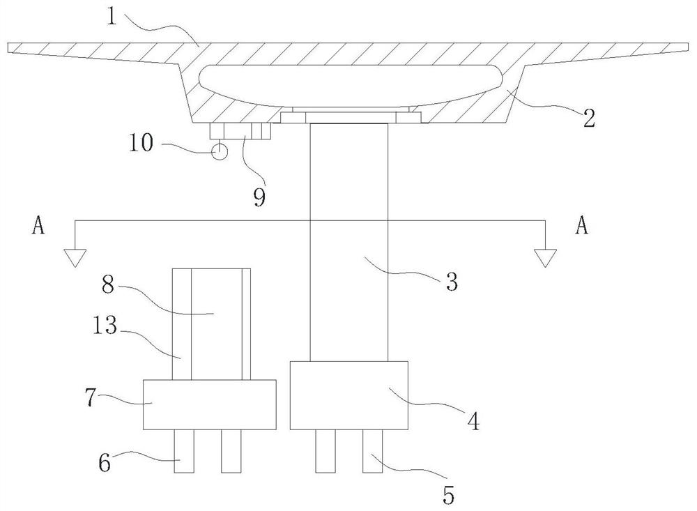 A protective device arranged at the upstream position of a bridge pier and a construction method thereof