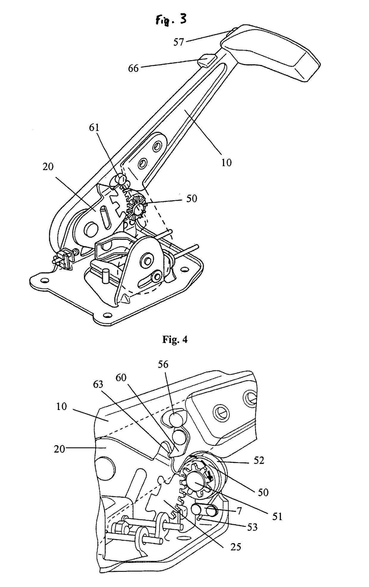 Operating system for a parking brake