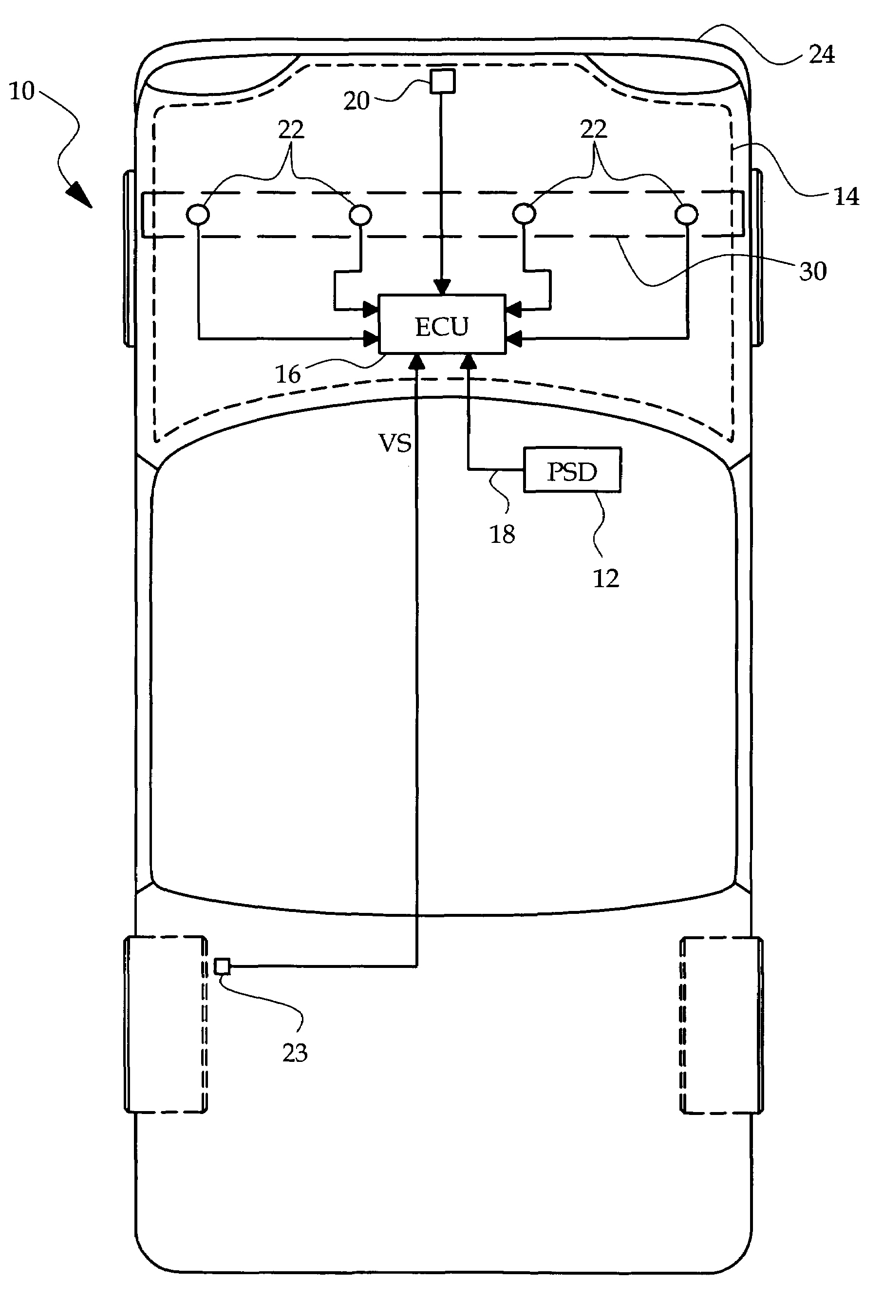 Vehicle sensing method for detecting a pedestrian impact