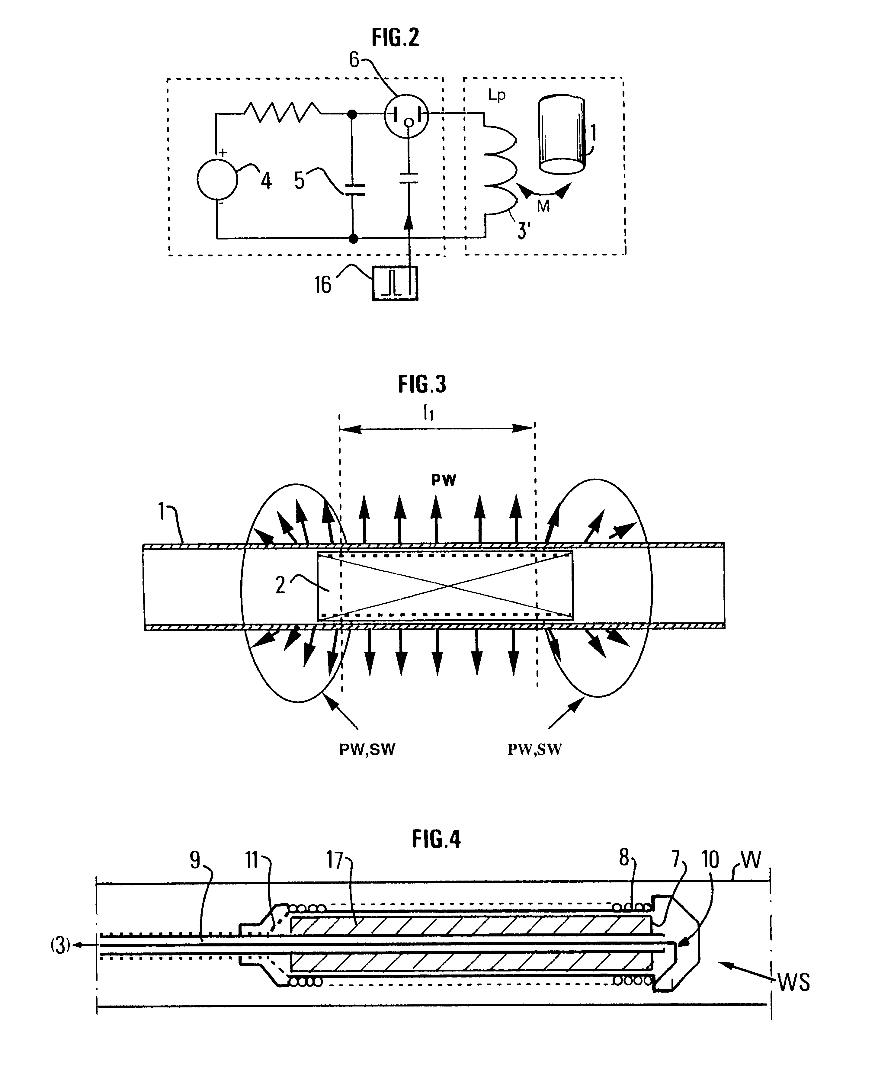 Method and device for emitting radial seismic waves in a material medium by electromagnetic induction