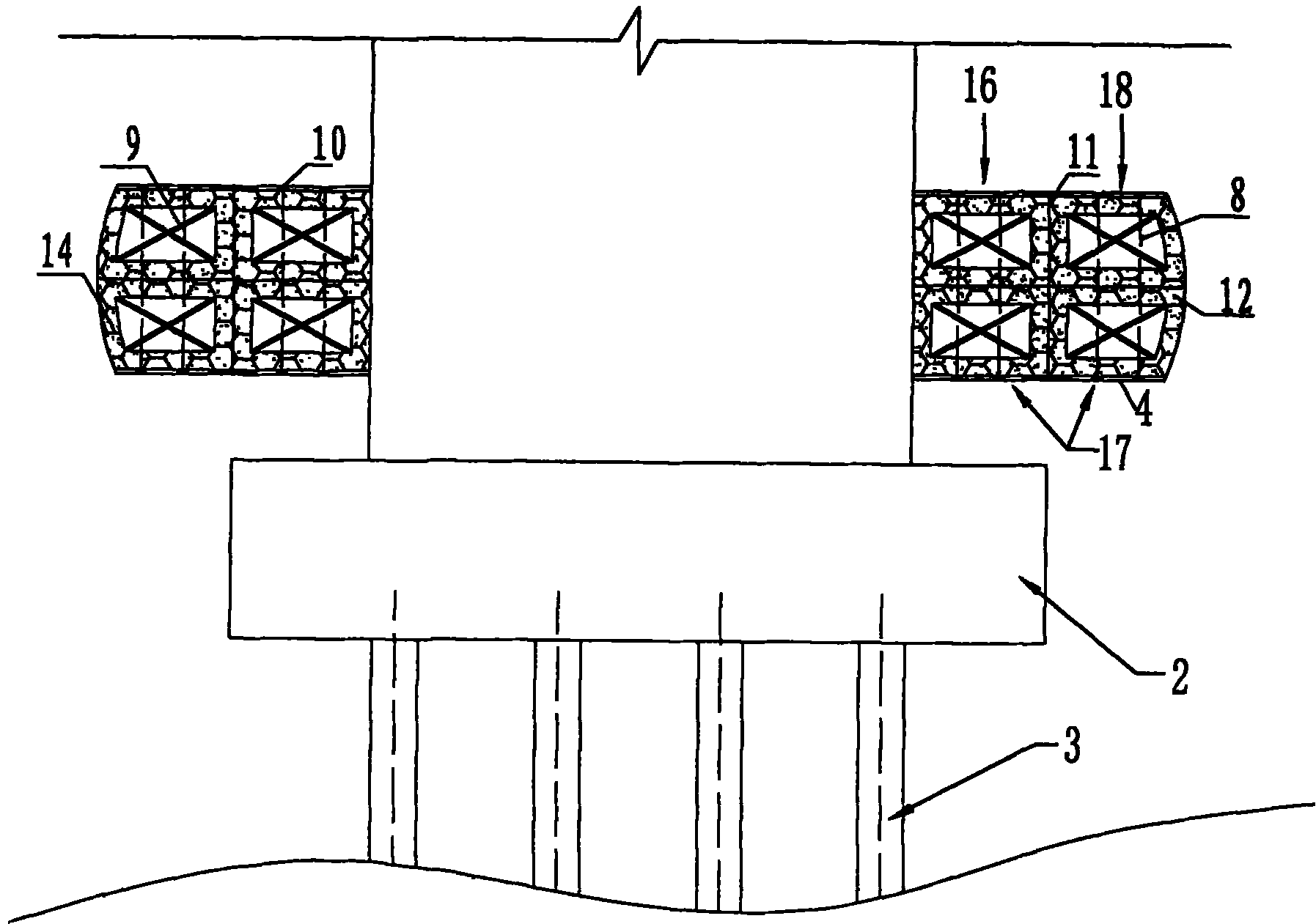 Energy-dissipating and collision-preventing combined device of floating composite pier