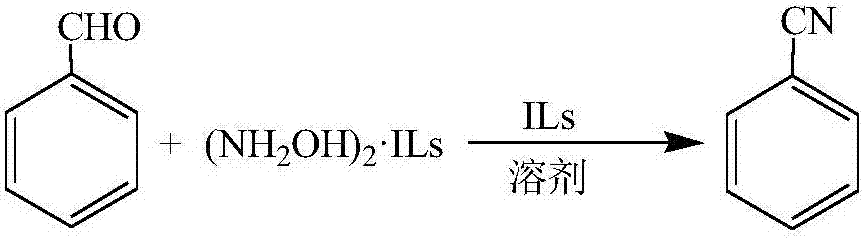 Method for one-step synthesis of benzonitrile from benzaldehyde and ionic liquid type hydroxylammonium salt