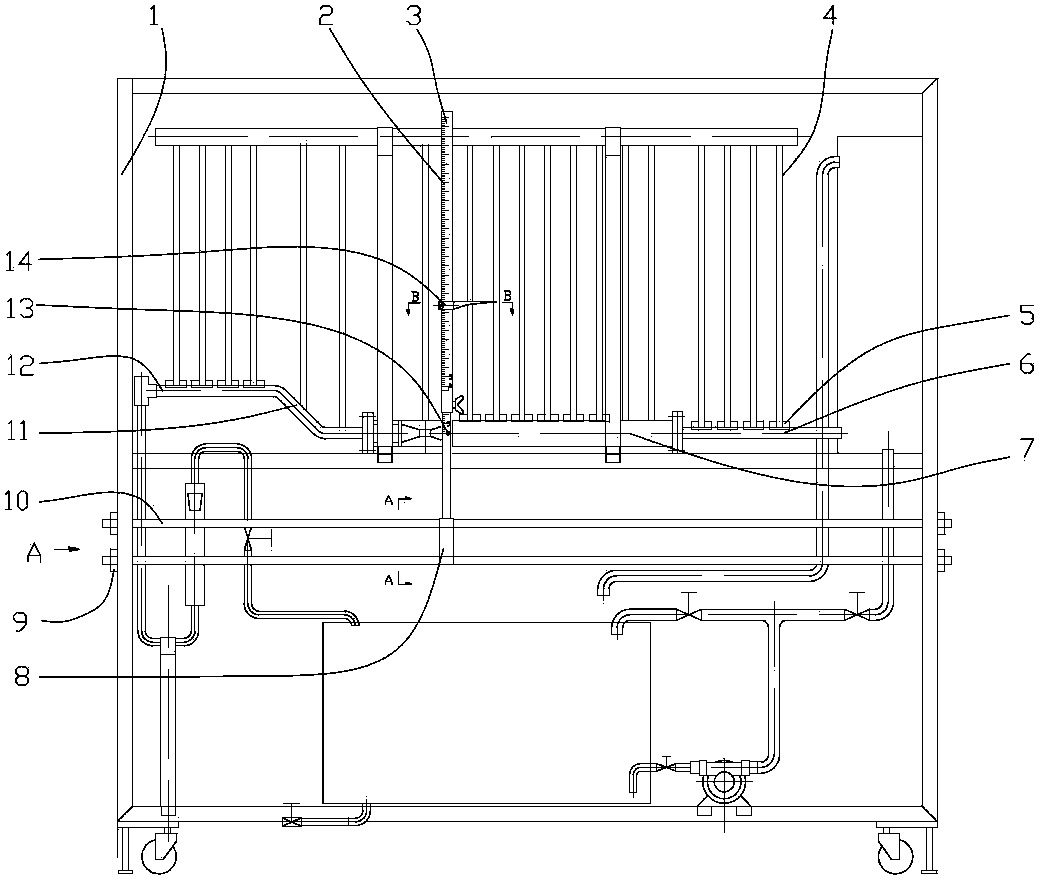 Installation method of multi-standard pressure measuring device with casing type pipe ruler in fluid energy conversion experiment