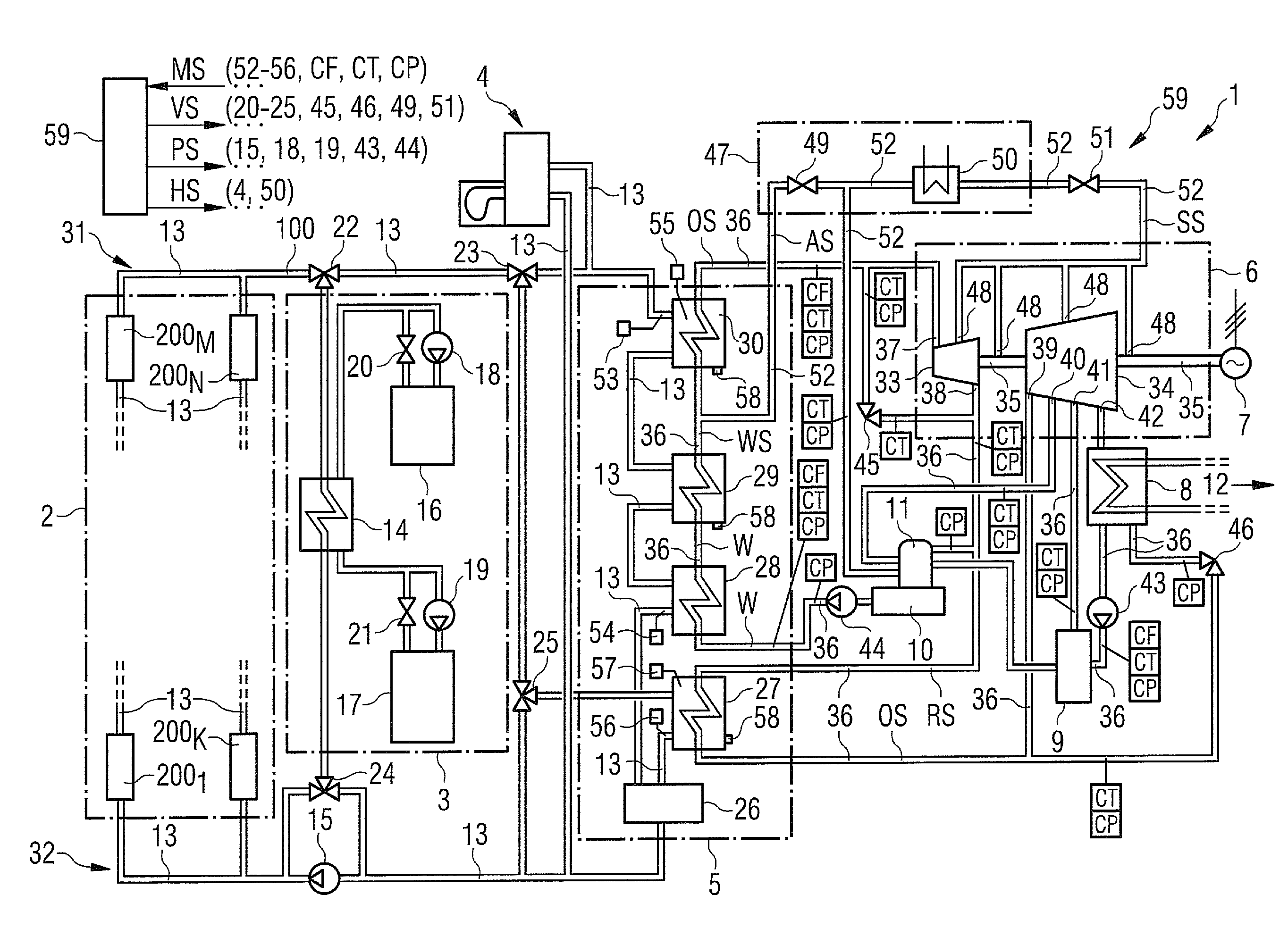 Run-up method for a solar steam power plant