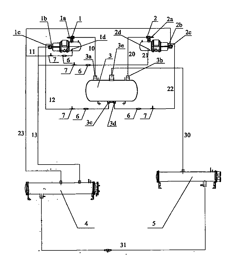 Double-compressor parallel-screw flooded-type water chilling unit system