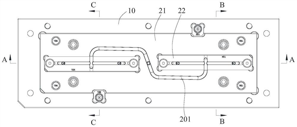 Front mold core assembly and three-plate mold