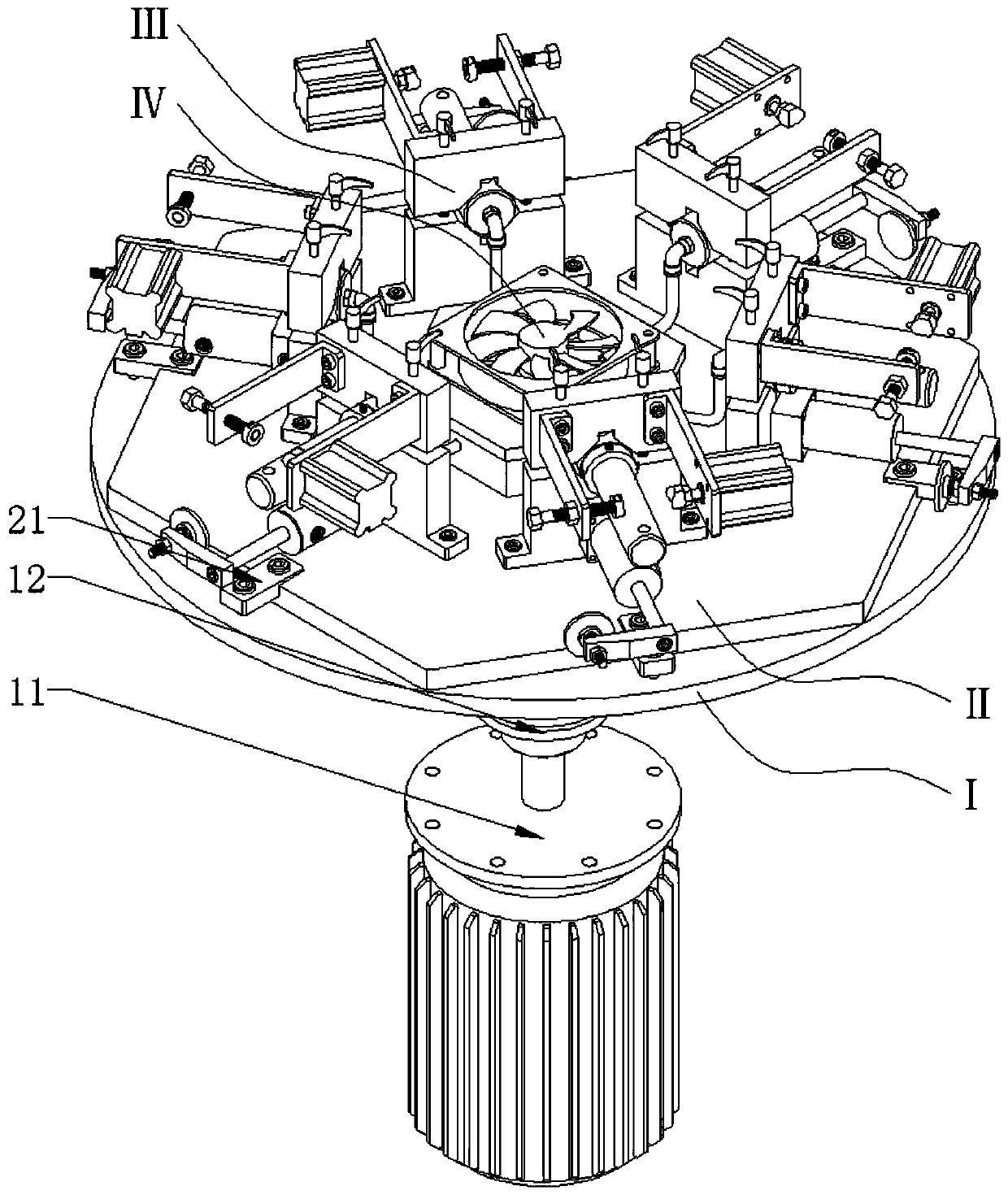 Multi-station rotary disc type clamp for brake pump drilling