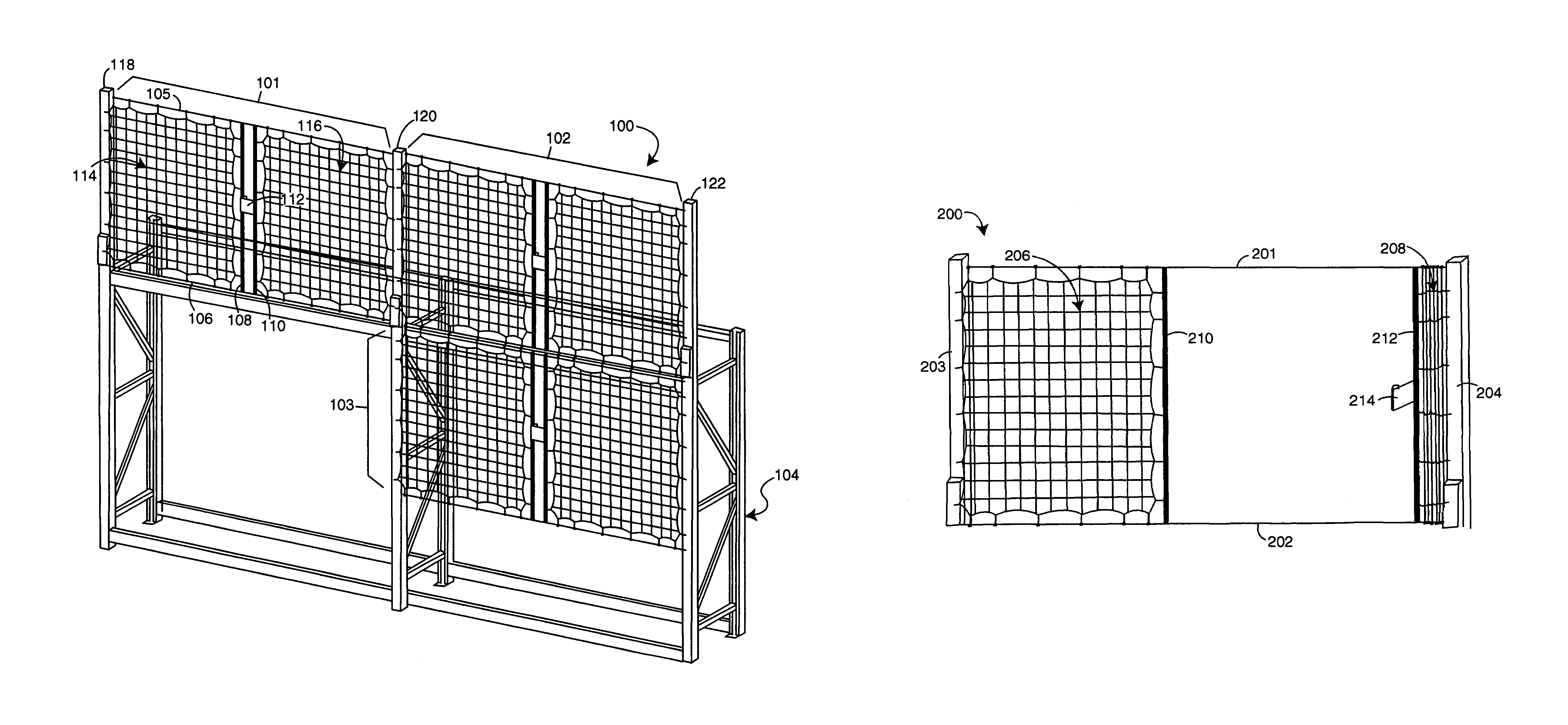 Warehouse pallet-rack safety netting system