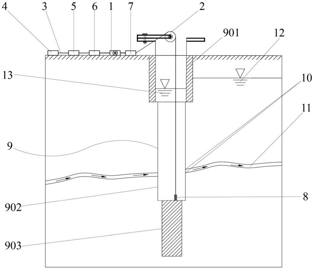 Aquifer water outlet section positioning system and method adopting distributed acoustic sensing equipment