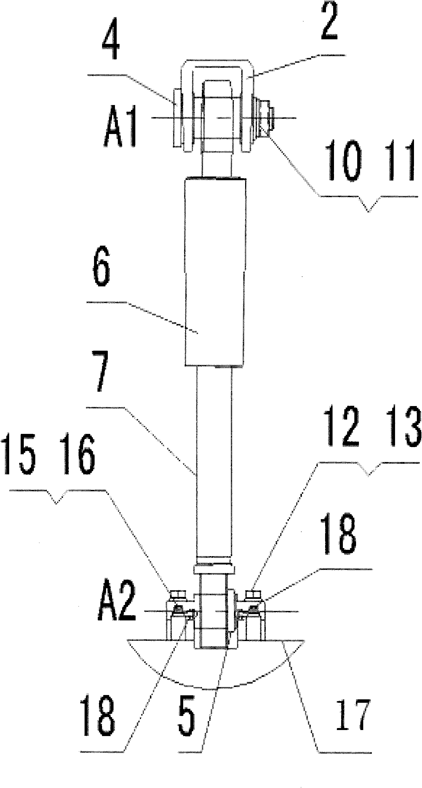 Device for preventing hydro-pneumatic spring from swinging