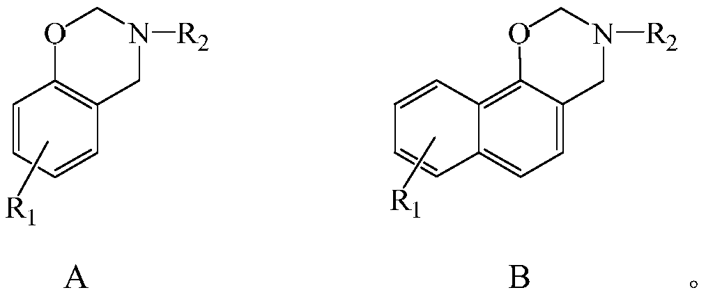 Halogen-free swelling flame-retardant system containing benzoxazine charcoal forming agent and flame-retardant thermoplastic resin of halogen-free swelling flame-retardant system