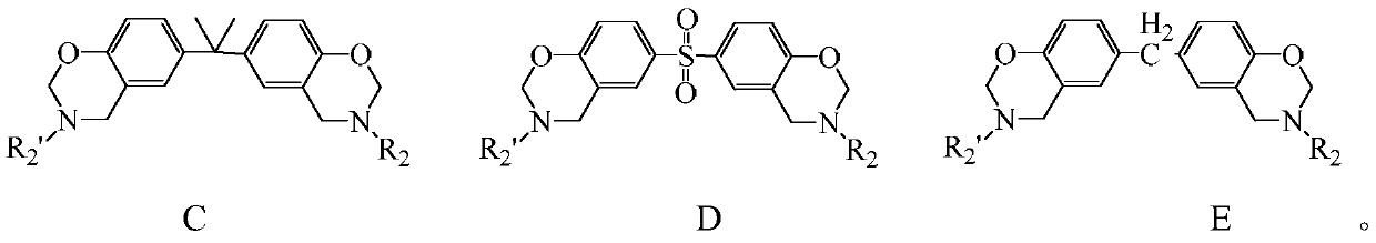 Halogen-free swelling flame-retardant system containing benzoxazine charcoal forming agent and flame-retardant thermoplastic resin of halogen-free swelling flame-retardant system