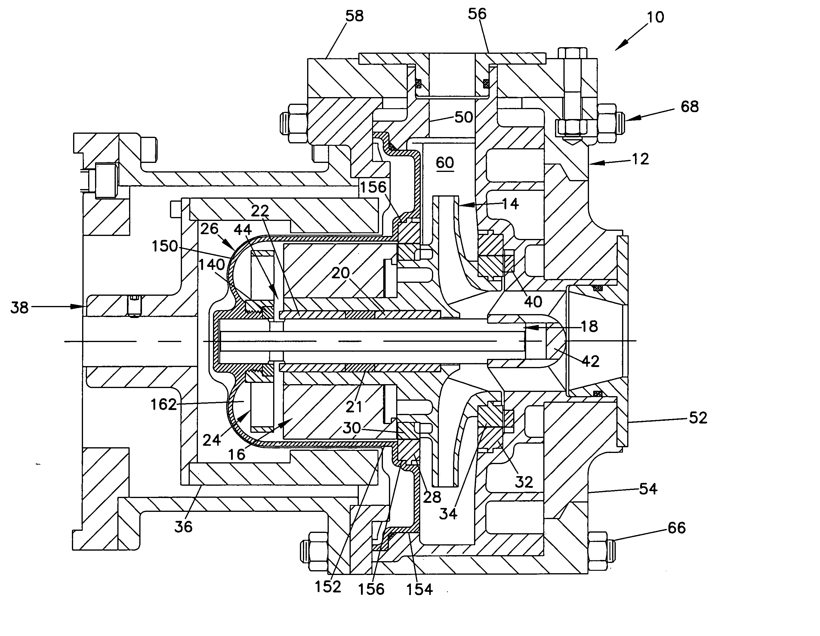 Hydraulic balancing magnetically driven centrifugal pump