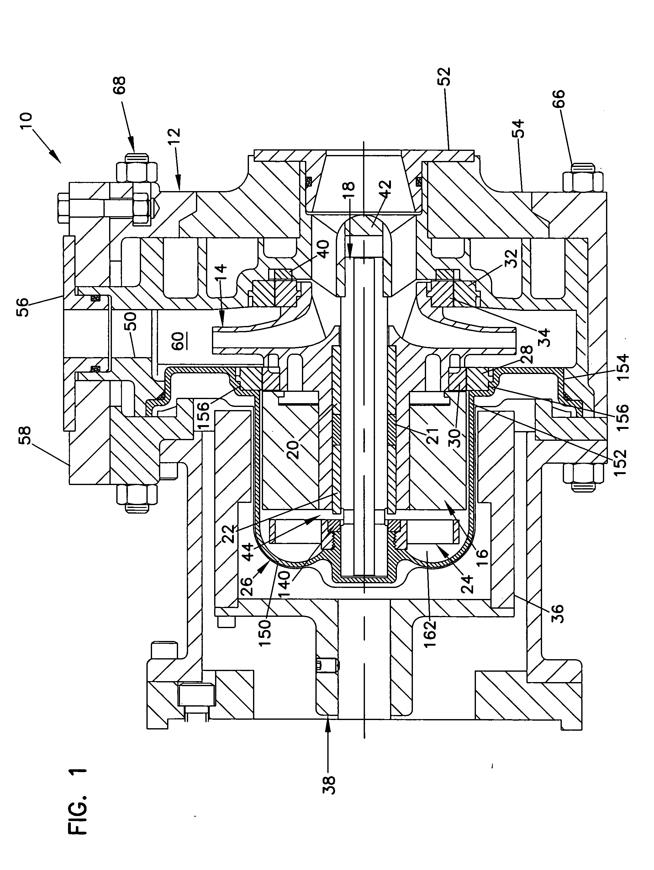 Hydraulic balancing magnetically driven centrifugal pump