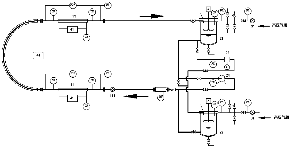 High-pressure oil-gas-water pipe wax-flowing deposition simulation experimental device