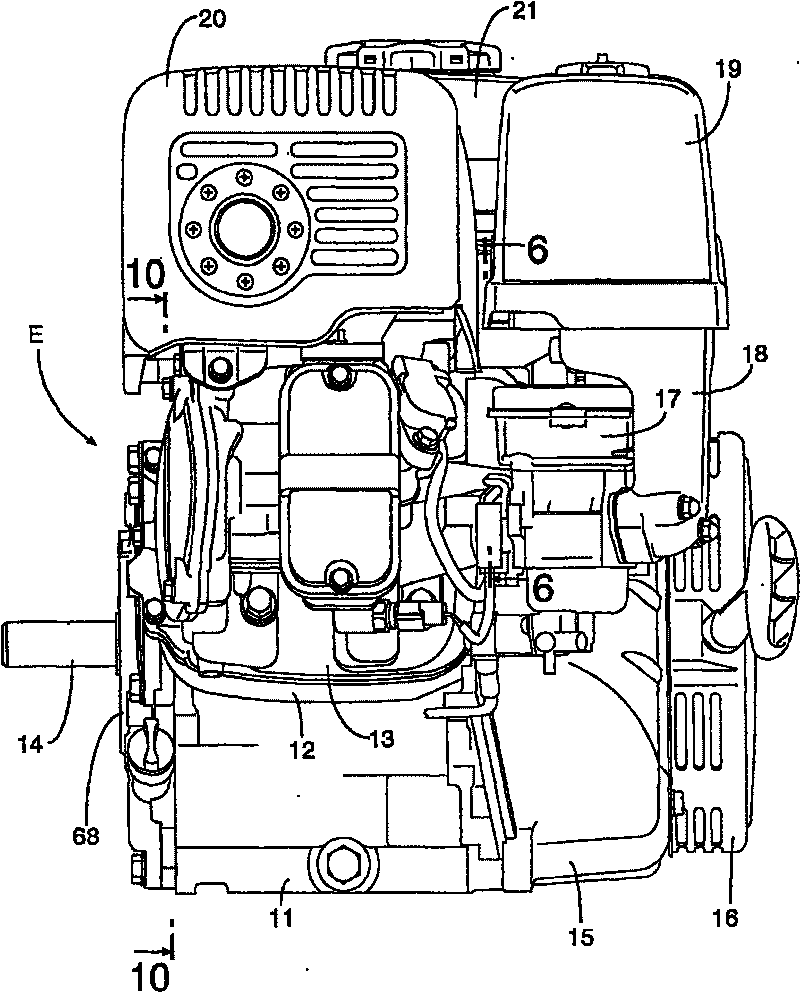 Engine gas-liquid separation device