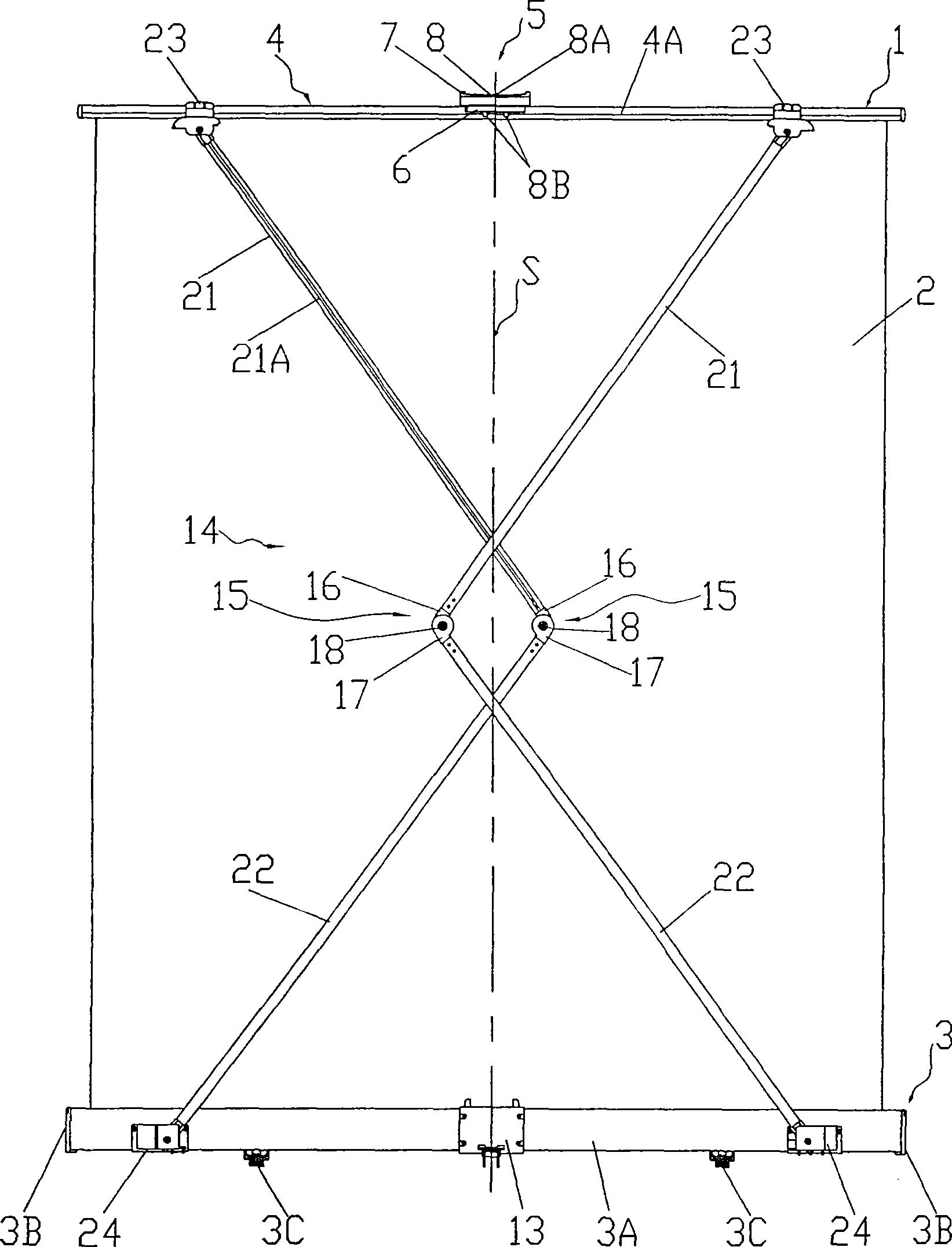 Portable self-supporting manual-lifting screen