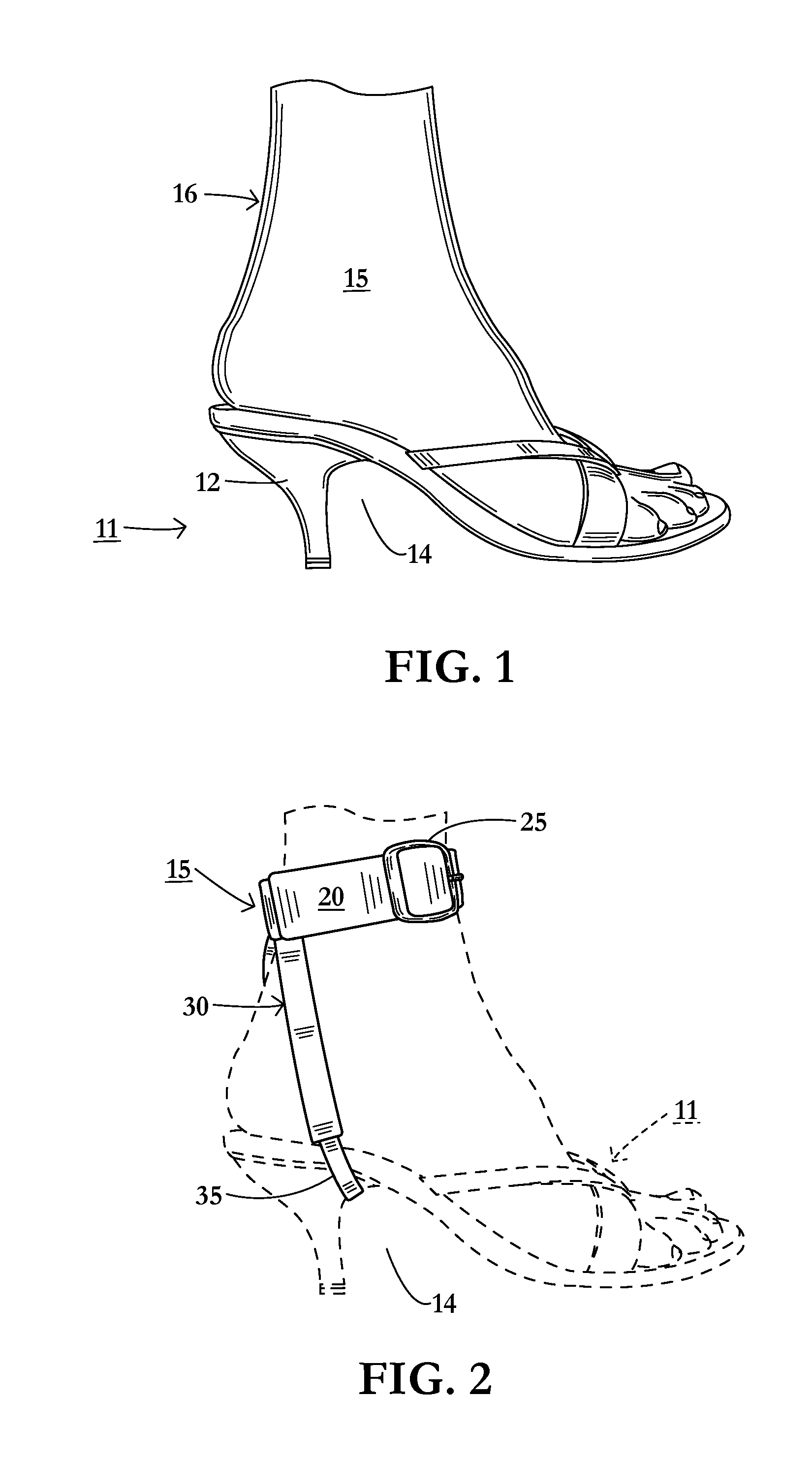 Removable ankle strap system for use with high heeled shoes