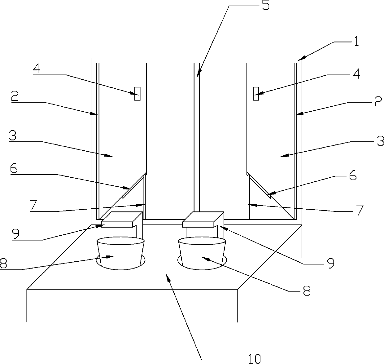 A window structure that rotates flower pots to receive light evenly