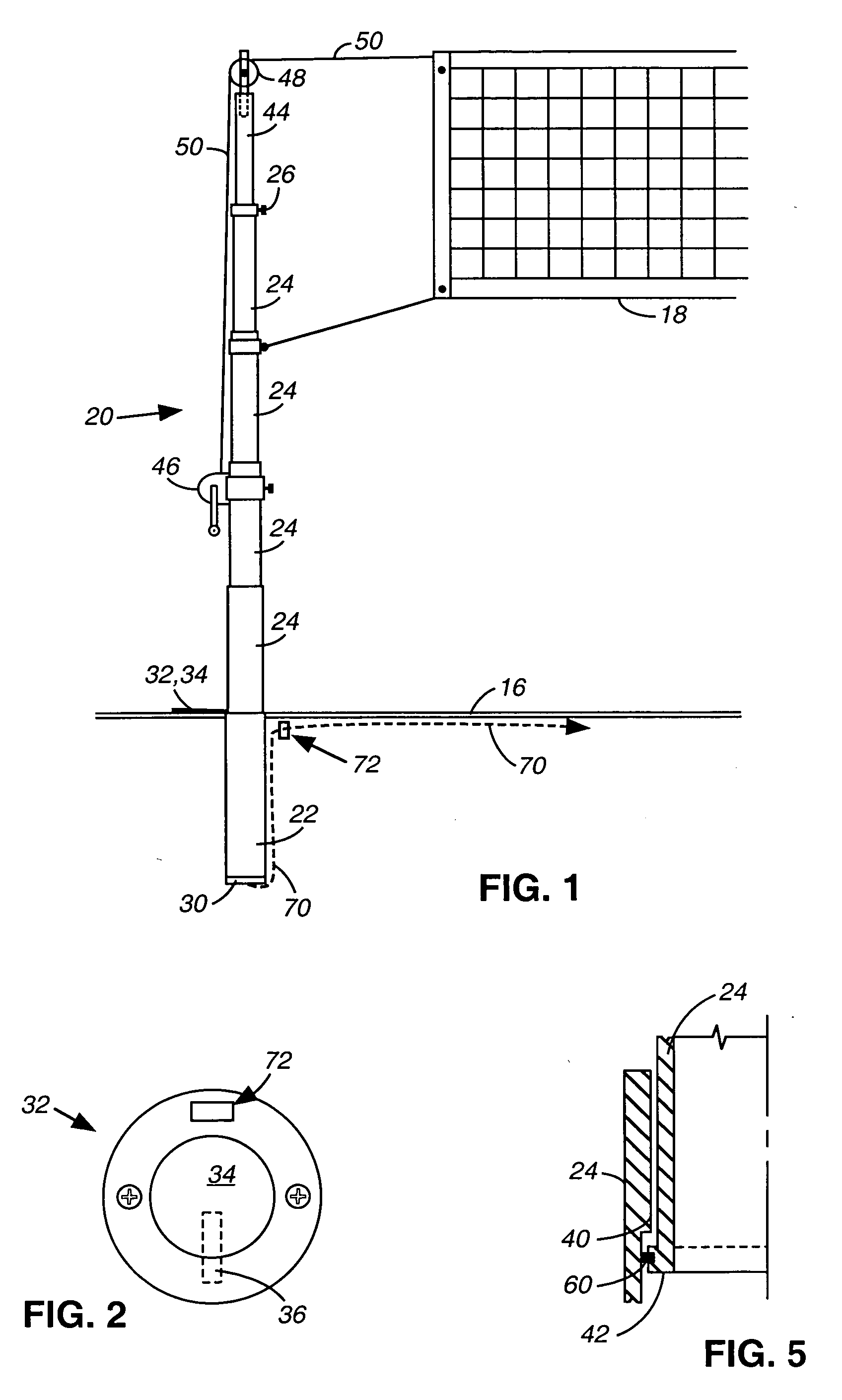 Retractable telescoping court standard