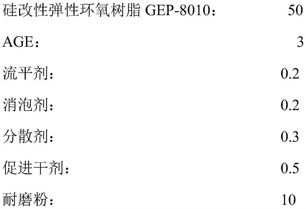 Solvent-free silicon modified elastic epoxy elastic terrace coating