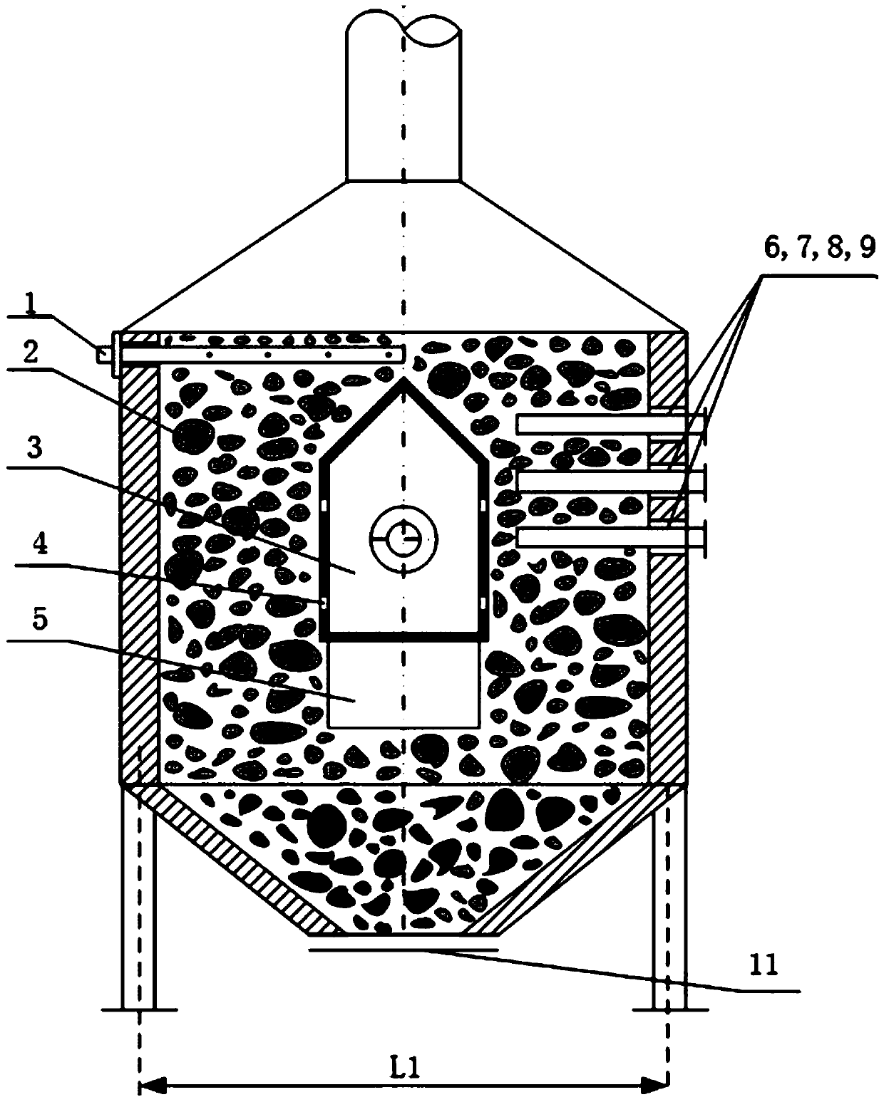 An internal heating type low temperature carbonization thermal state simulation detection device and method