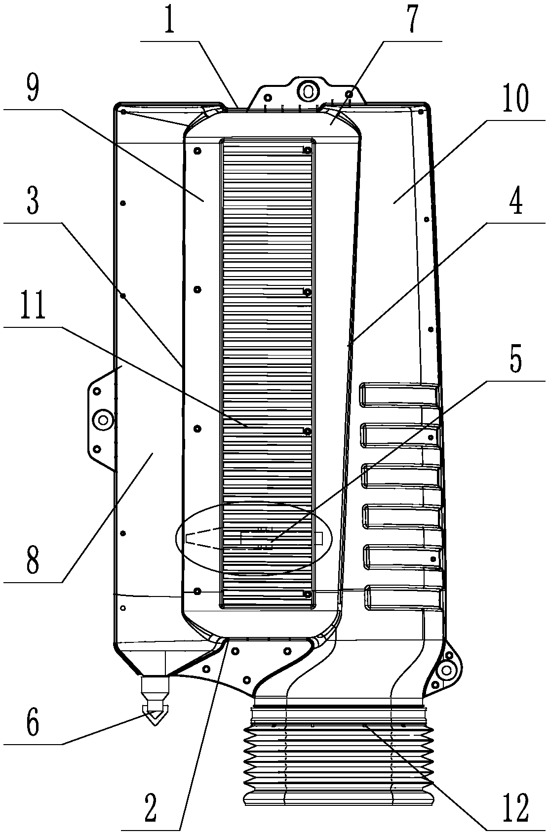 High-position air inlet pipe assembly with axial swirling pipe