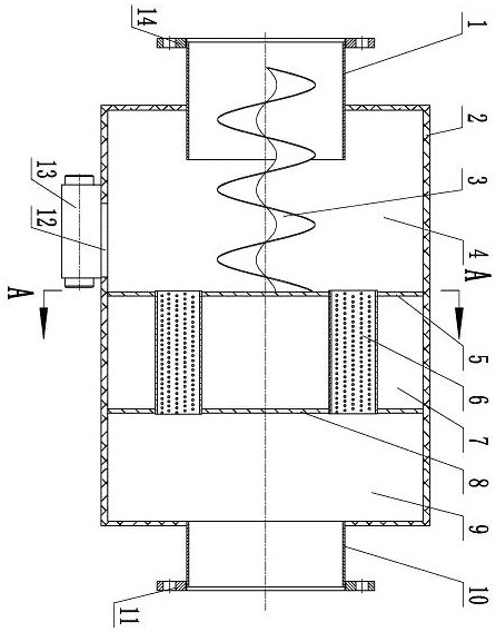 Spiral spark extinguishing multi-cavity silencer