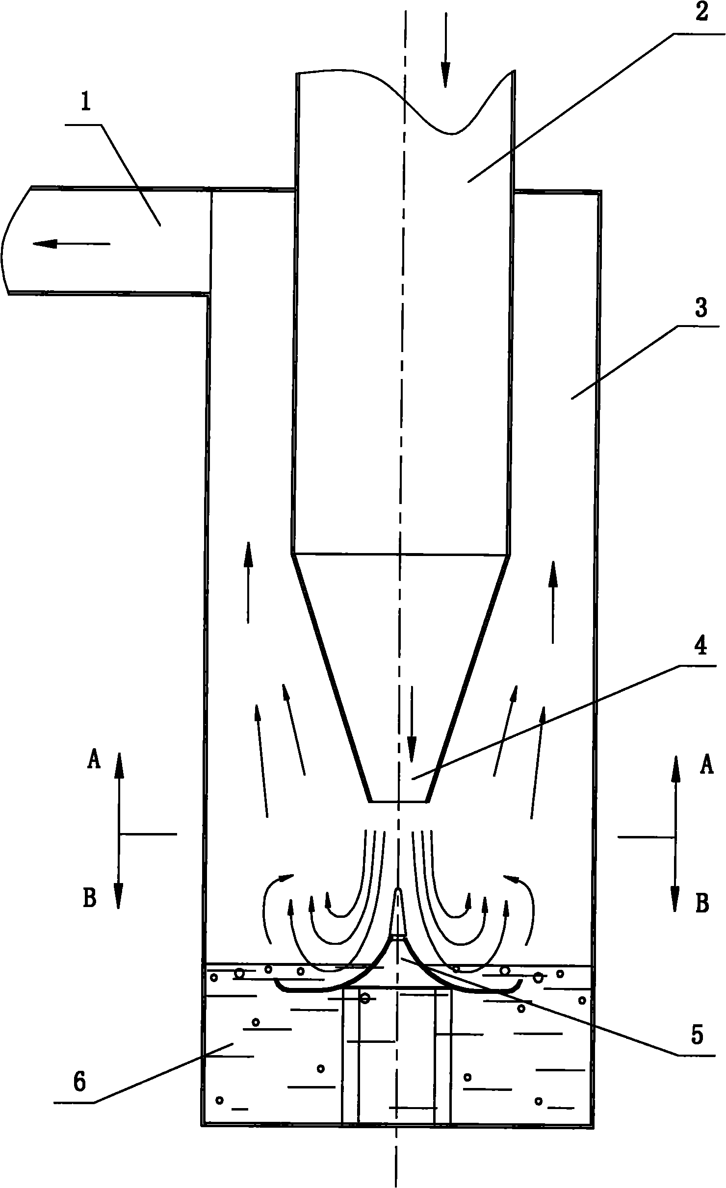 Device for guiding airflow to impact liquid level in tangential direction for forming moisture-containing airflow