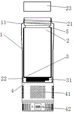 Electric heating and refrigerating thermos cup with three layers of bottle liners