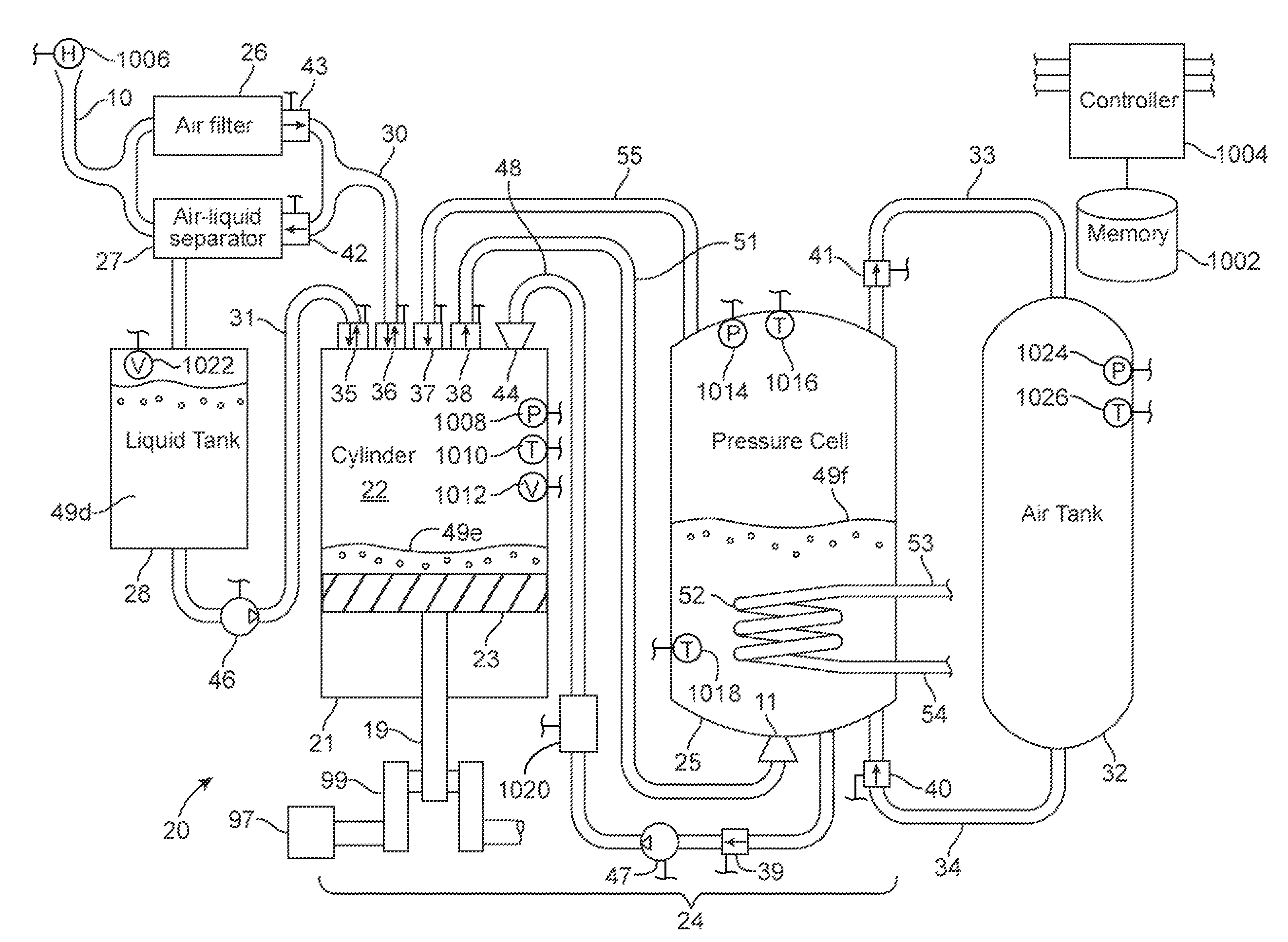 Compressed air energy storage system utilizing two-phase flow to facilitate heat exchange