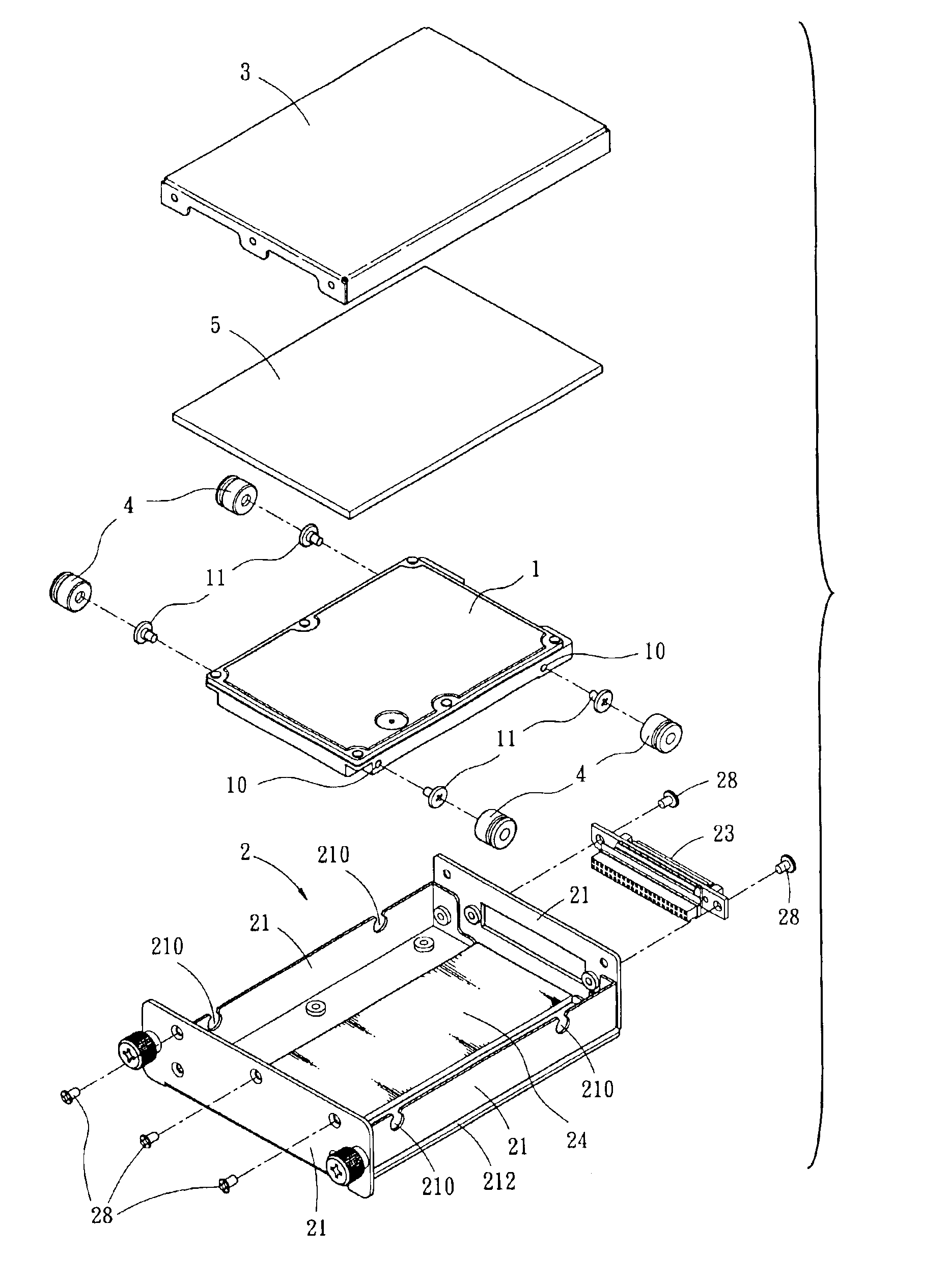 Suspension-type shock-avoiding structure for a hard disk