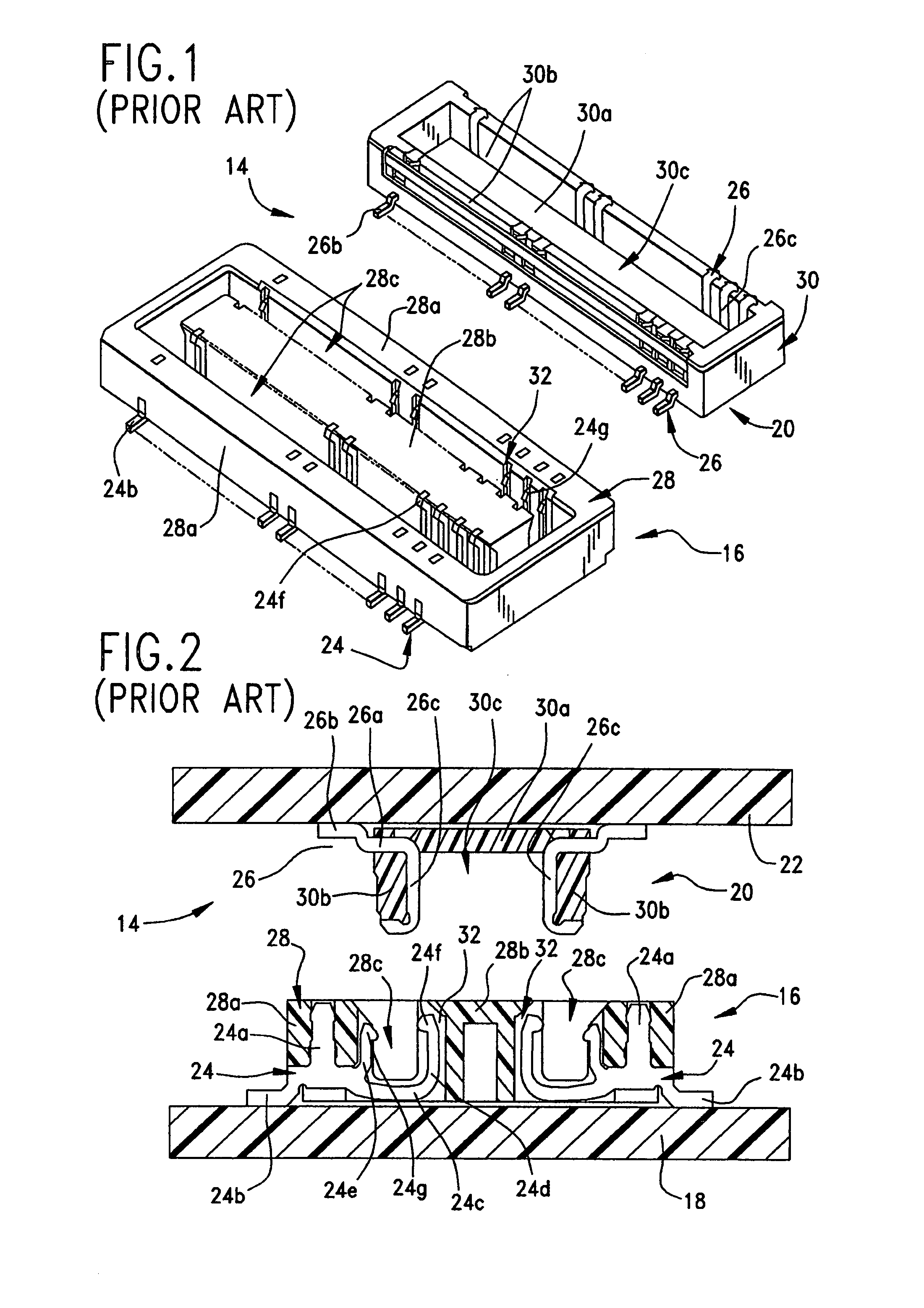 Board-to-board connector with improved terminal contacts