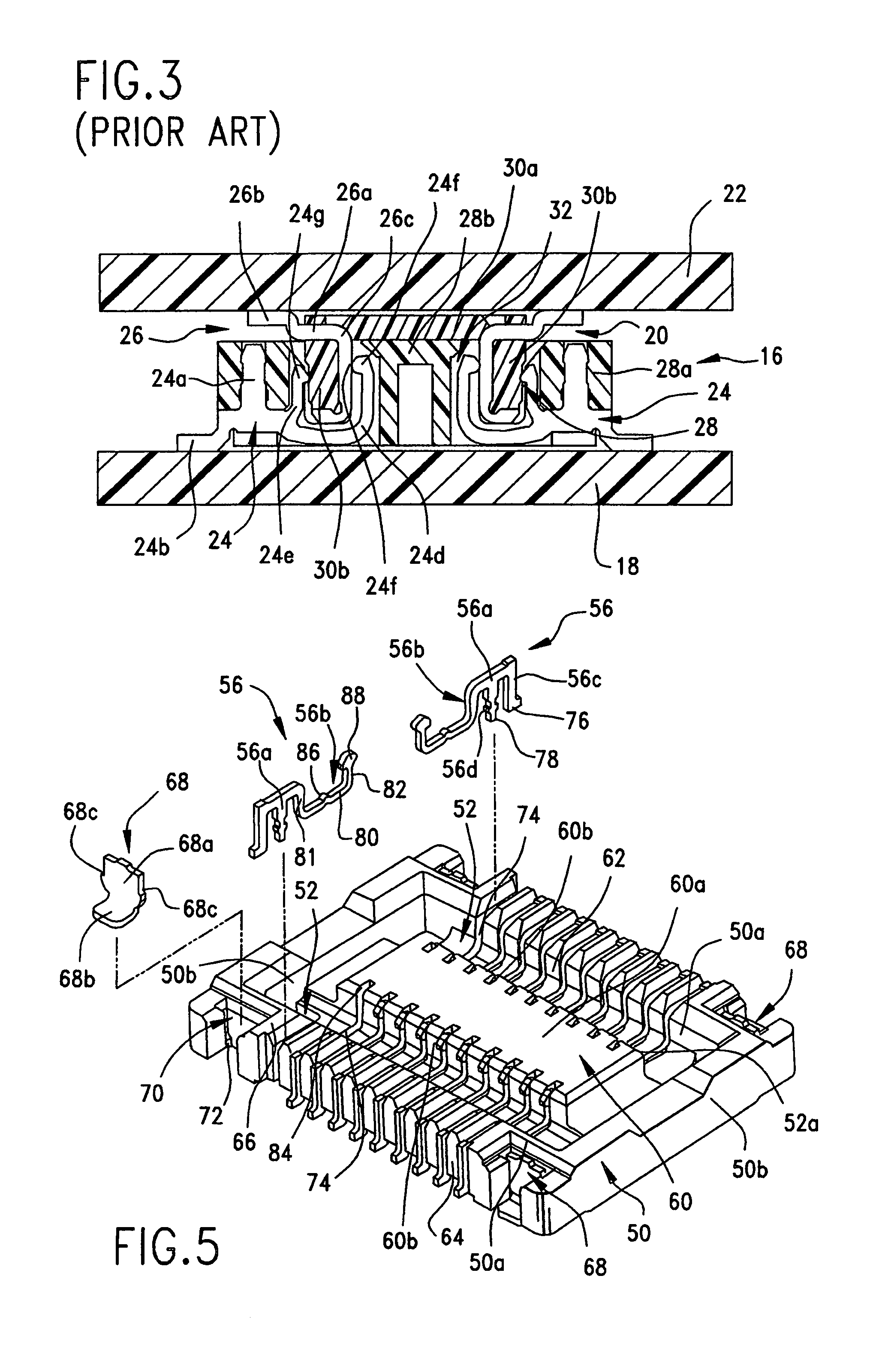 Board-to-board connector with improved terminal contacts