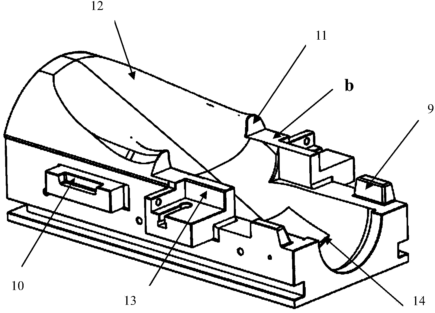 Movable block combined type hot forming turnup mold and use method