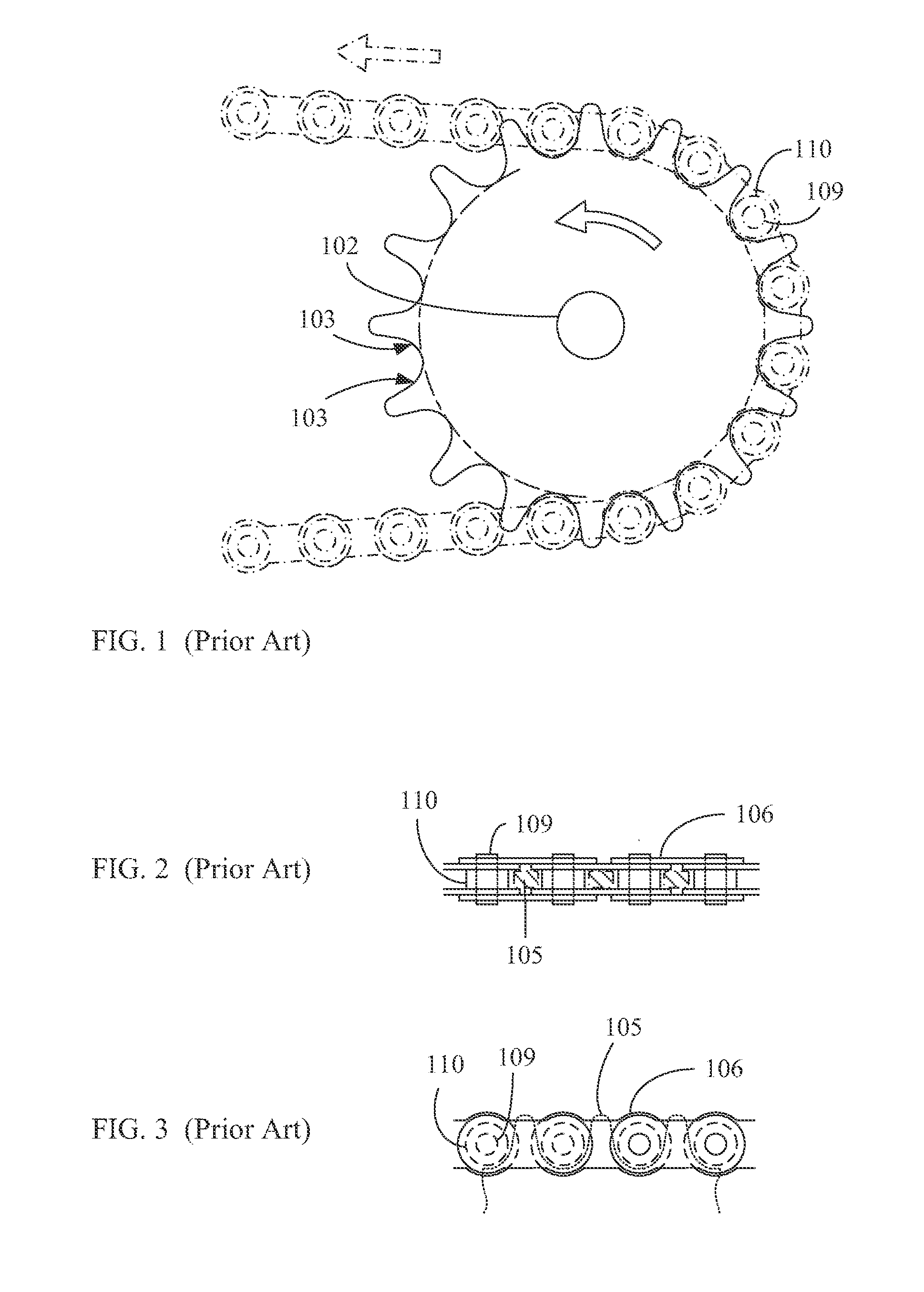 Anti-Detachment Chainwheel having Forced Recessed Face at Chain Tooth Root Portion