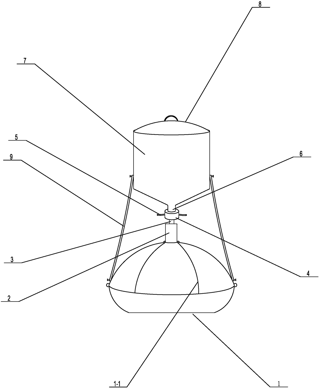 Fishery water surface floating feeding device