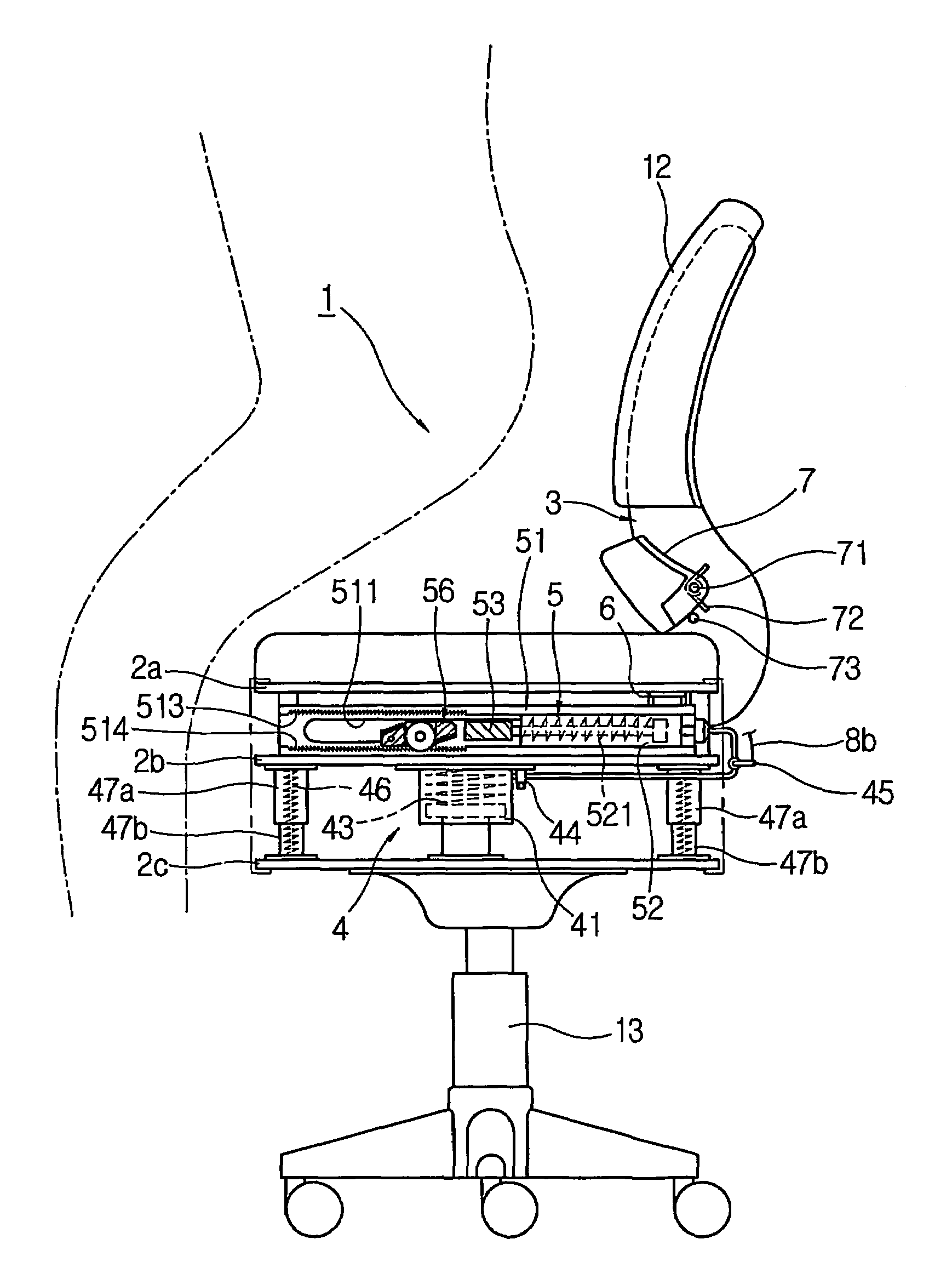 Chair having automatically adjustable backrest