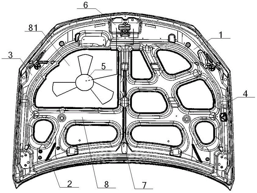 An automobile engine hood with a heat dissipation fan