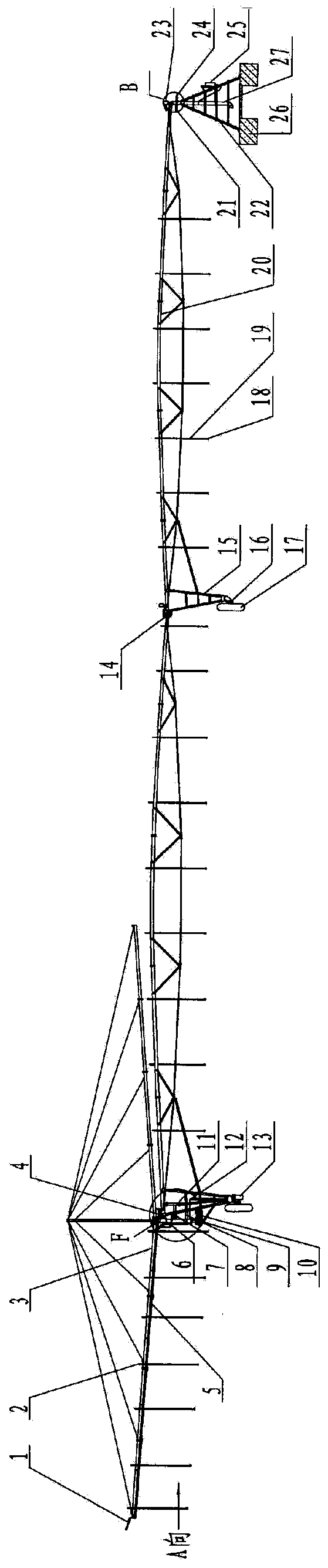 Electric rotating jet-irrigating machine with adjustable cantilever