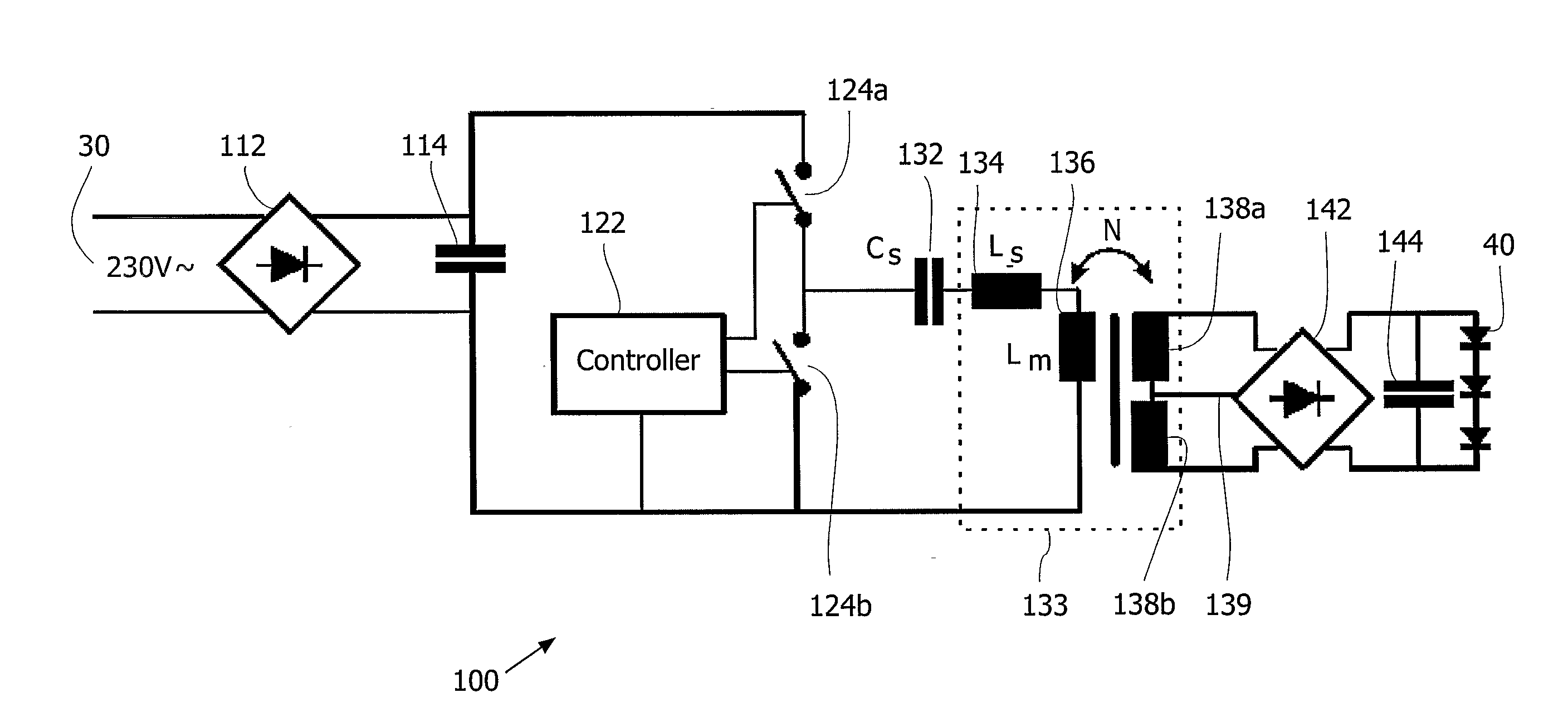 Power Converter for Led Large Area Light Source Lamp