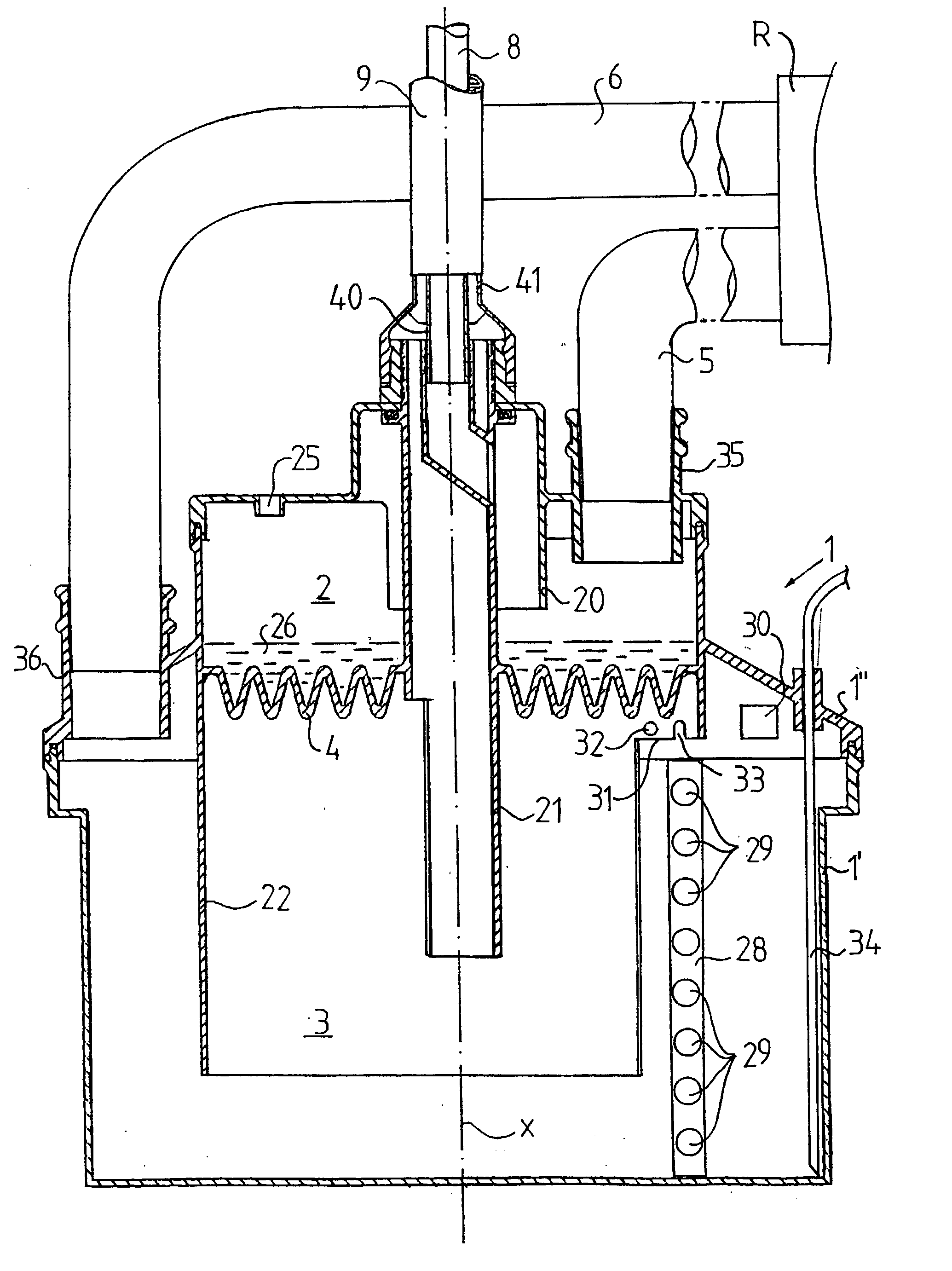 Device for collecting liquid from exhalation gas from a patient