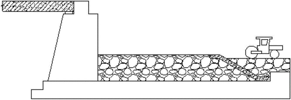 Stepped reinforced concrete slab capable of preventing abutment vehicle skips and construction method