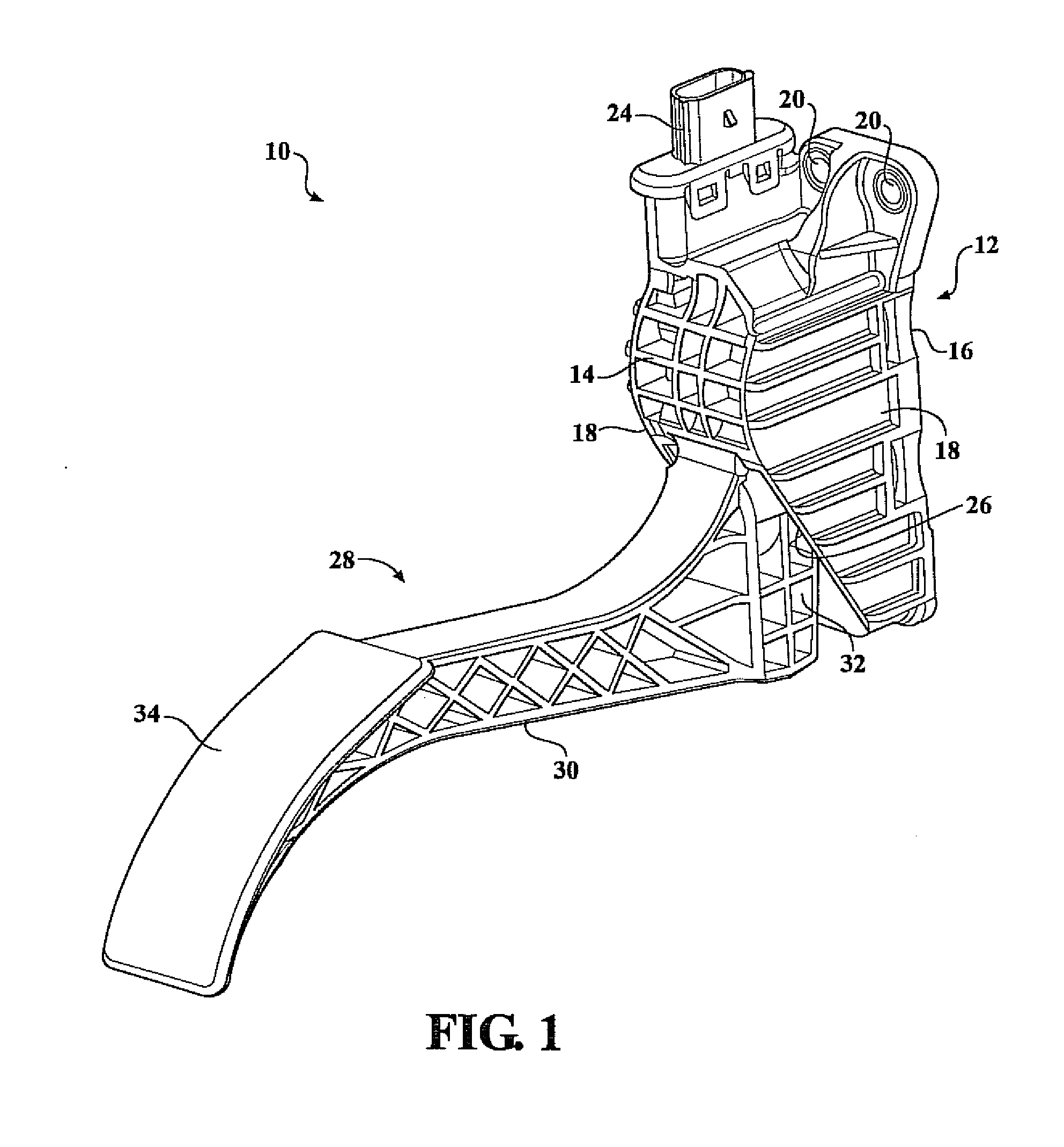 Electronic throttle control pedal assembly with hysteresis